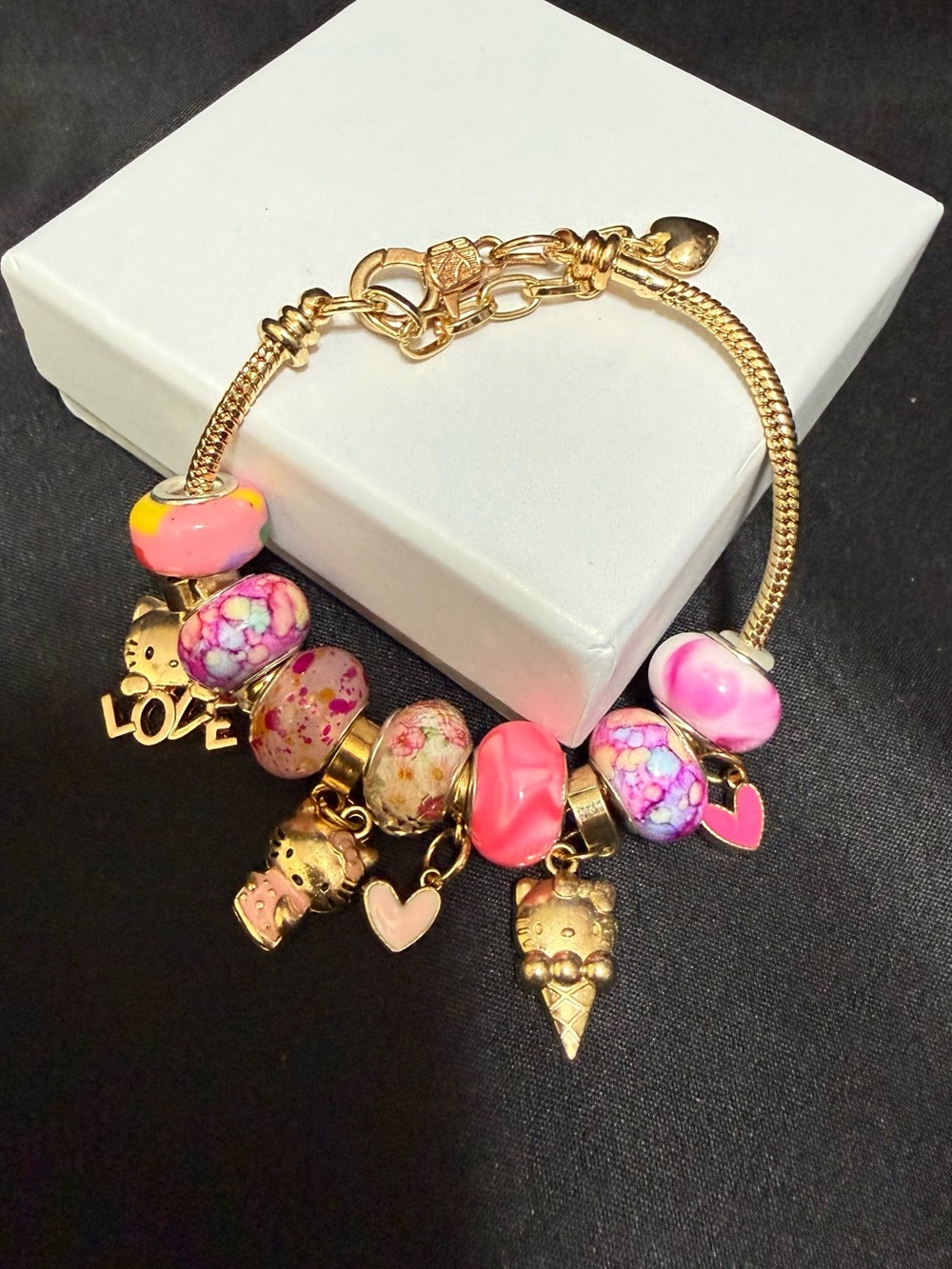 Hello Kitty Pink & Gold Charm Bracelet